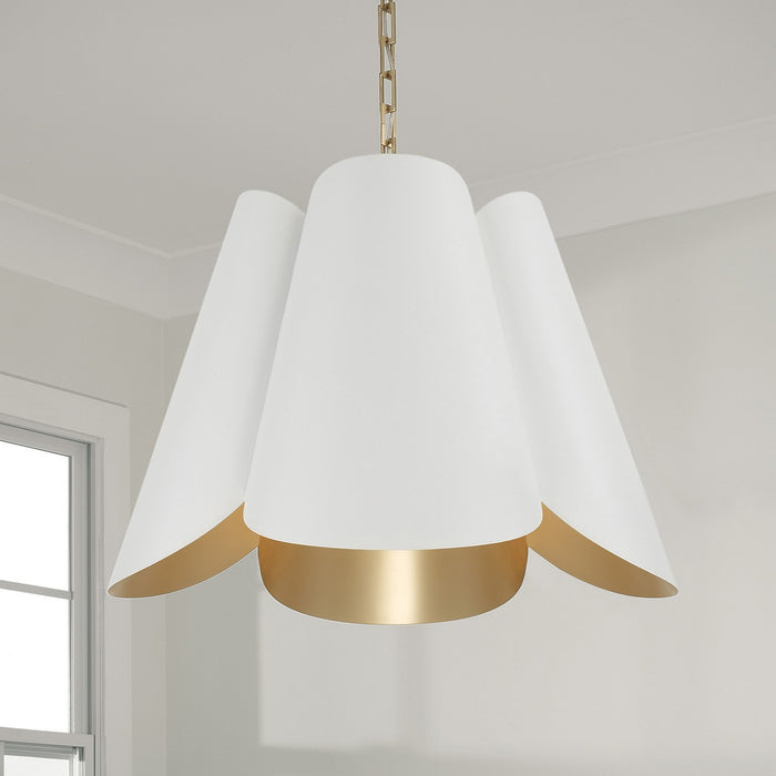 Capital Lighting - 355441RE - Four Light Pendant - Maeve - Matte Brass and White