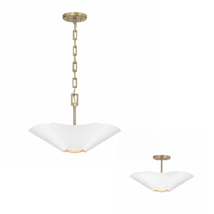 Capital Lighting - 355442RE - Four Light Pendant - Maeve - Matte Brass and White