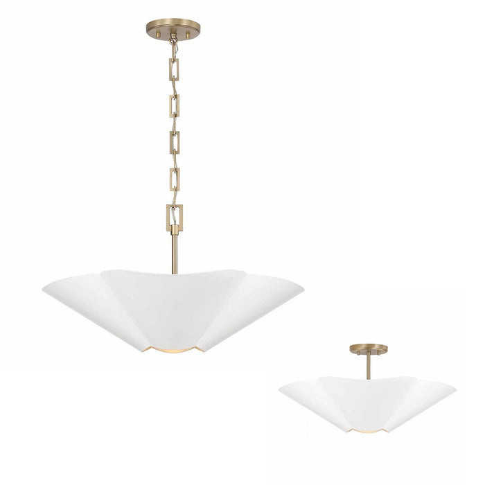 Capital Lighting - 355443RE - Four Light Pendant - Maeve - Matte Brass and White