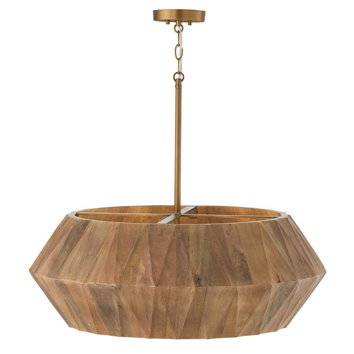 Capital Lighting - 351061LW - Six Light Pendant - Nadeau - Light Wood and Patinaed Brass