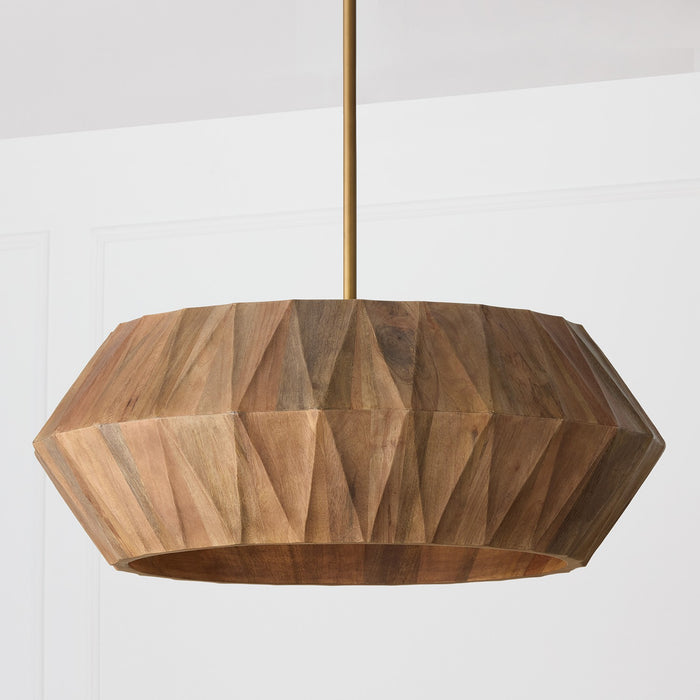 Capital Lighting - 351061LW - Six Light Pendant - Nadeau - Light Wood and Patinaed Brass