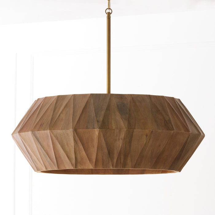 Capital Lighting - 351061LW - Six Light Pendant - Nadeau - Light Wood and Patinaed Brass