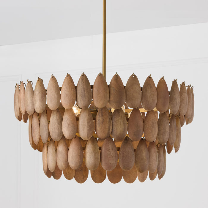 Capital Lighting - 354441LW - Four Light Pendant - Ravi - Light Wood and Patinaed Brass