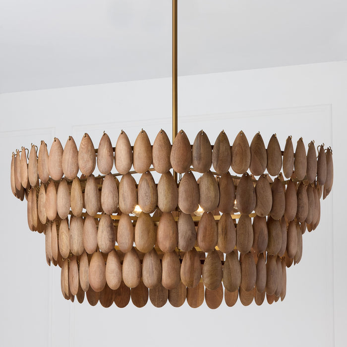 Capital Lighting - 354461LW - Six Light Pendant - Ravi - Light Wood and Patinaed Brass