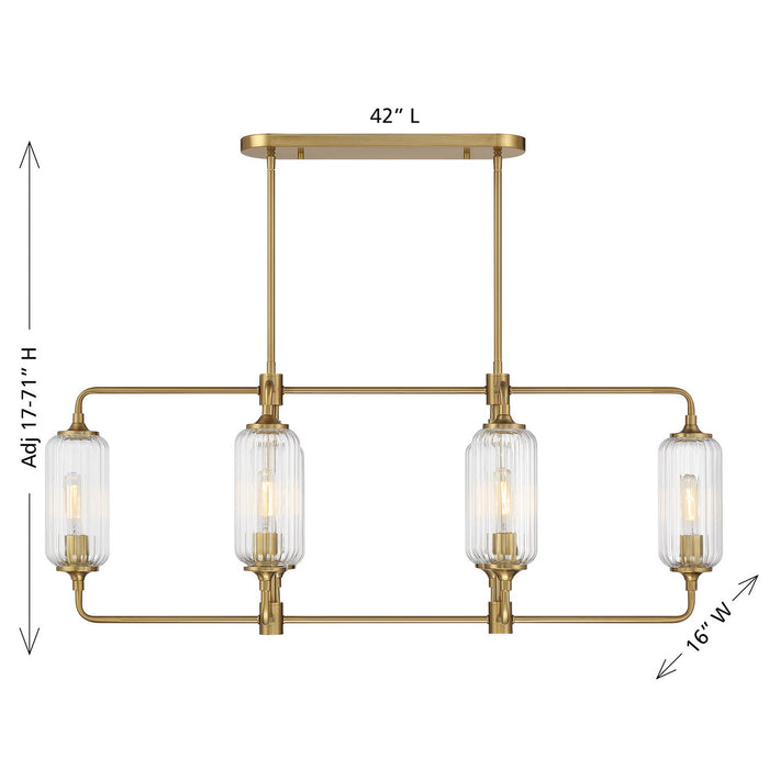 Savoy House - 1-3026-6-322 - Six Light Linear Chandelier - Holton - Warm Brass