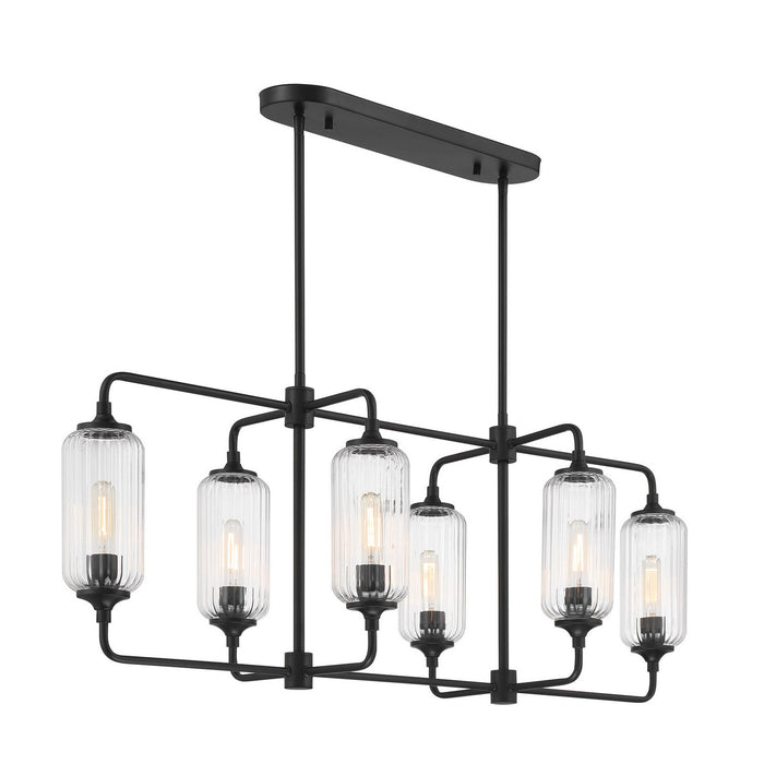 Savoy House - 1-3026-6-89 - Six Light Linear Chandelier - Holton - Matte Black