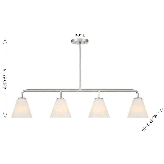 Savoy House - 1-4014-4-SN - Four Light Linear Chandelier - Blair - Satin Nickel