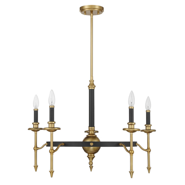 Savoy House - 1-9511-5-143 - Five Light Chandelier - Consulate - Matte Black and Warm Brass