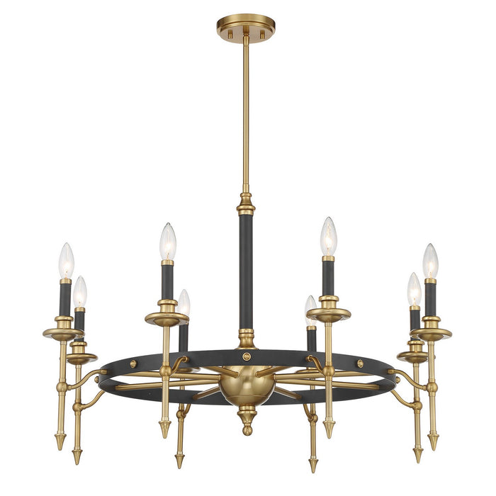 Savoy House - 1-9512-8-143 - Eight Light Chandelier - Consulate - Matte Black and Warm Brass