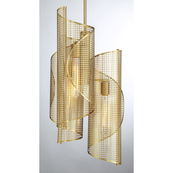 Savoy House - 3-8033-3-322 - Three Light Pendant - Hillbourne - Warm Brass