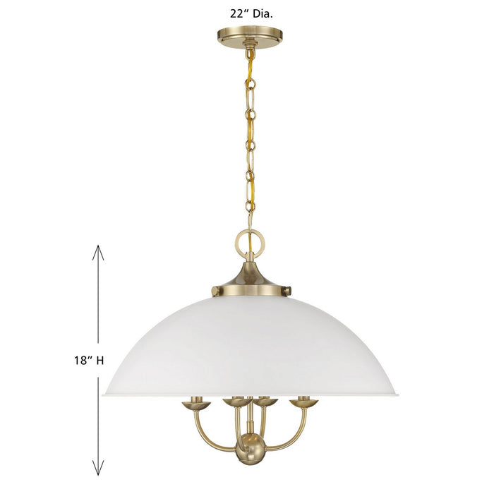 Savoy House - 7-1725-4-142 - Four Light Pendant - Monterey - White and Warm Brass