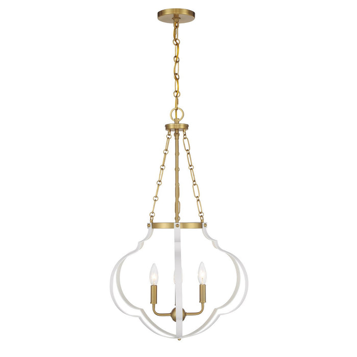 Savoy House - 7-4866-4-142 - Four Light Pendant - Mercer - White and Warm Brass