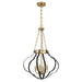 Savoy House - 7-4866-4-143 - Four Light Pendant - Mercer - Matte Black and Warm Brass
