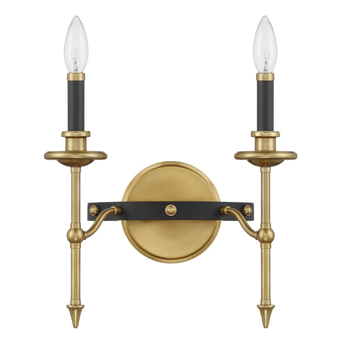 Savoy House - 9-9510-2-143 - Two Light Wall Sconce - Consulate - Matte Black and Warm Brass