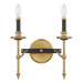 Savoy House - 9-9510-2-143 - Two Light Wall Sconce - Consulate - Matte Black and Warm Brass