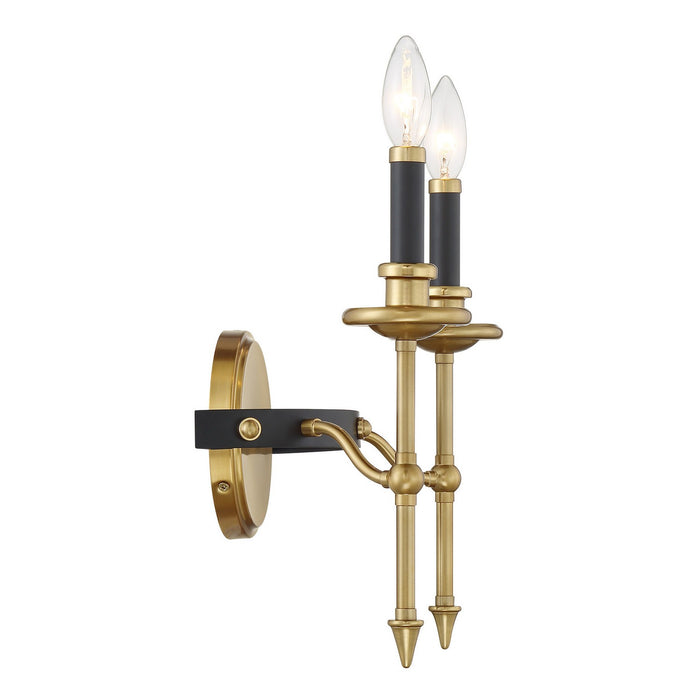 Savoy House - 9-9510-2-143 - Two Light Wall Sconce - Consulate - Matte Black and Warm Brass