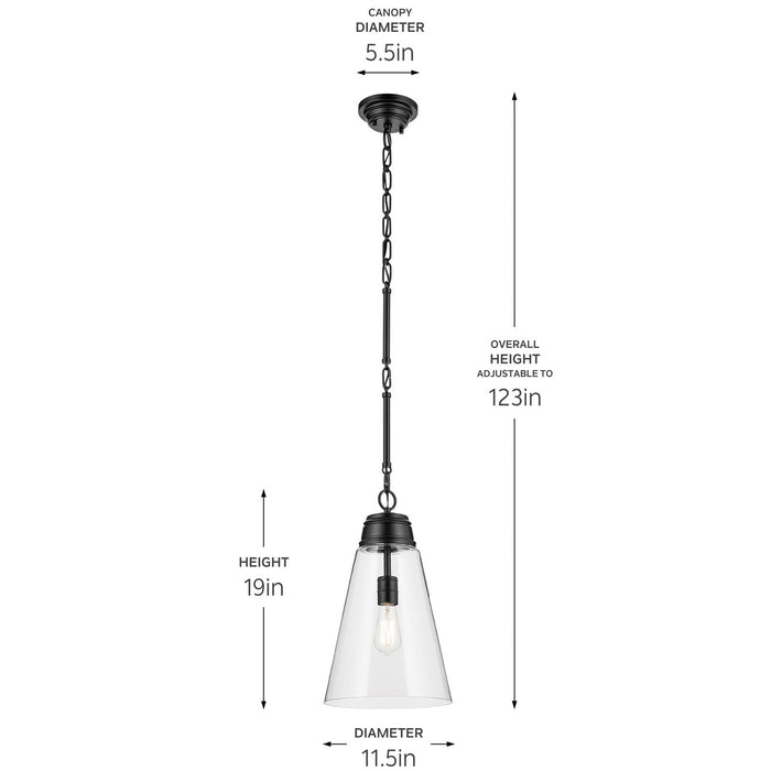 Kichler - 52661BKCLR - One Light Pendant - Marsailli - Black