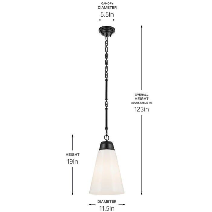 Kichler - 52661BK - One Light Pendant - Marsailli - Black