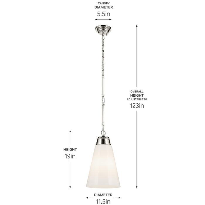 Kichler - 52661PN - One Light Pendant - Marsailli - Polished Nickel