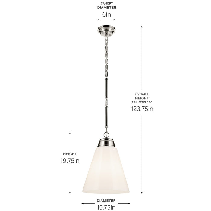 Kichler - 52662PN - One Light Pendant - Marsailli - Polished Nickel
