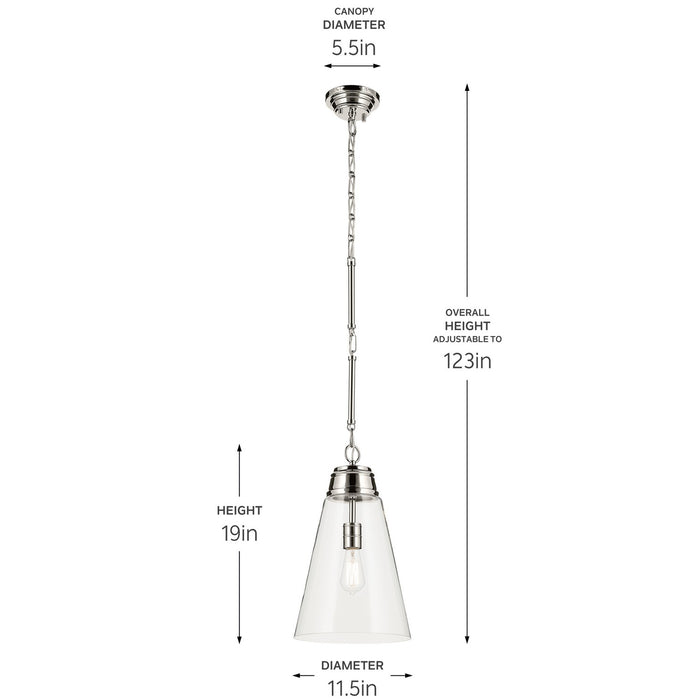 Kichler - 52661PNCLR - One Light Pendant - Marsailli - Polished Nickel