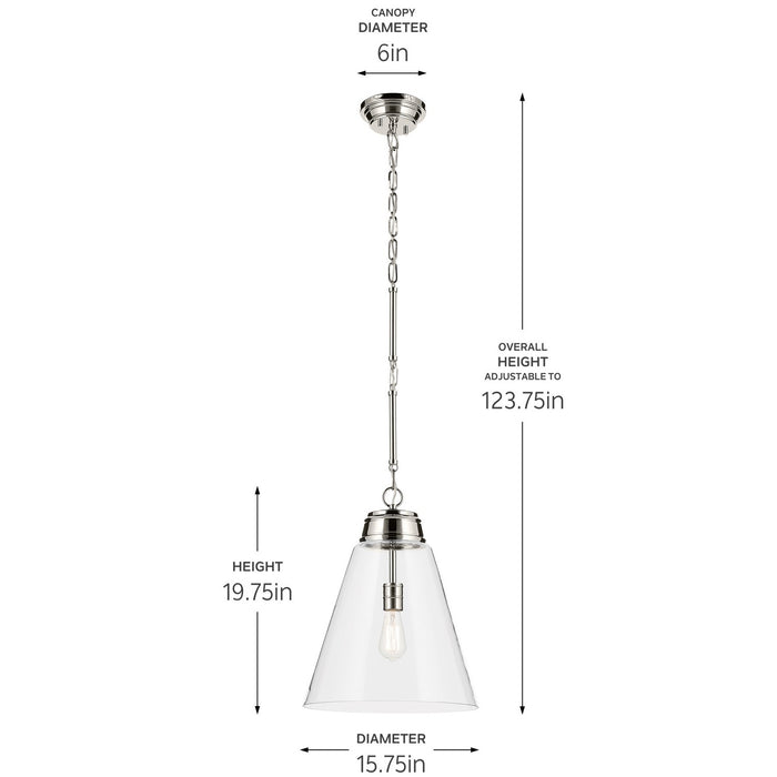 Kichler - 52662PNCLR - One Light Pendant - Marsailli - Polished Nickel