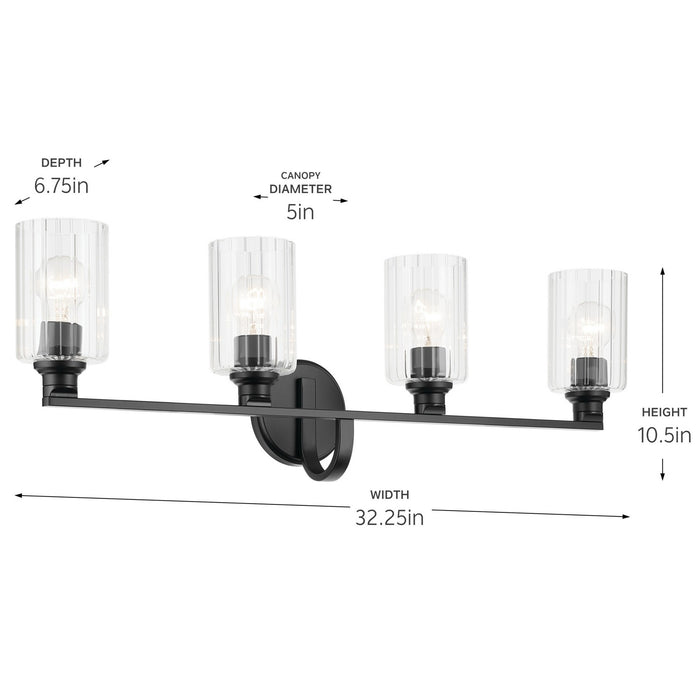 Kichler - 55227BKFLU - Four Light Bath - Gioe - Black
