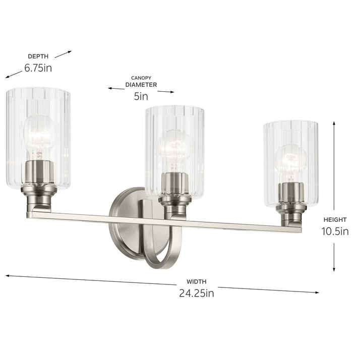 Kichler - 55226NIFLU - Three Light Bath - Gioe - Brushed Nickel