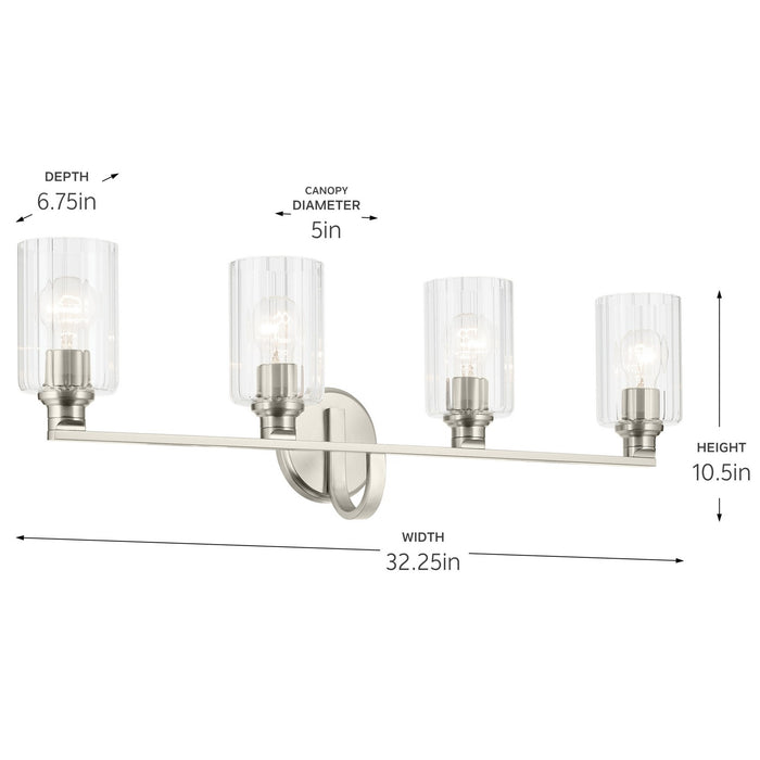 Kichler - 55227NIFLU - Four Light Bath - Gioe - Brushed Nickel