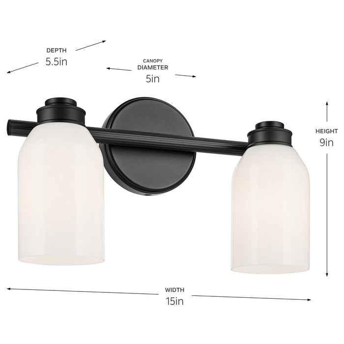 Kichler - 55201BK - Two Light Bath - Shae - Black