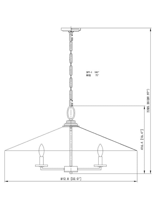 Z-Lite - 1953-32SPT - Six Light Pendant - Rialto - Signature Pewter