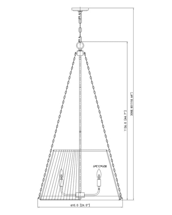 Z-Lite - 1954P24-MB - Six Light Pendant - Madeline - Matte Black