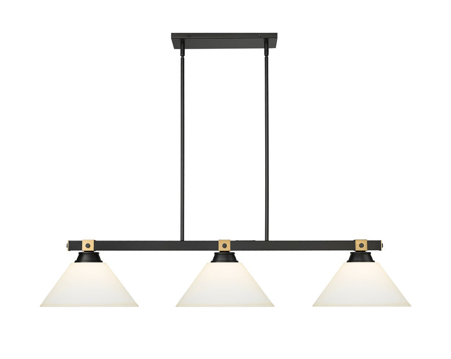 Z-Lite - 1955-3MB-RB-AMO14 - Three Light Billiard - Bronte - Matte Black / Rubbed Brass