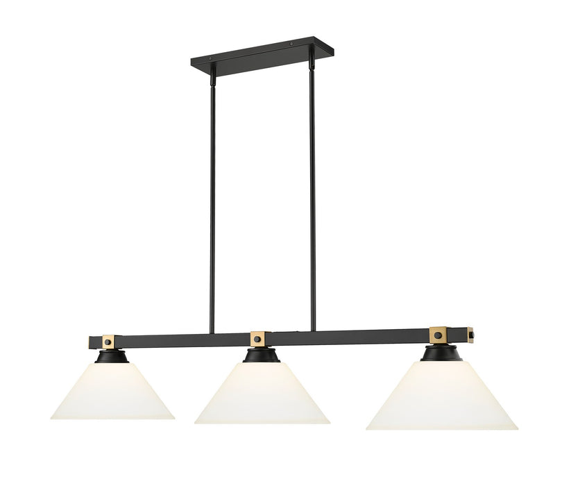 Z-Lite - 1955-3MB-RB-AMO14 - Three Light Billiard - Bronte - Matte Black / Rubbed Brass