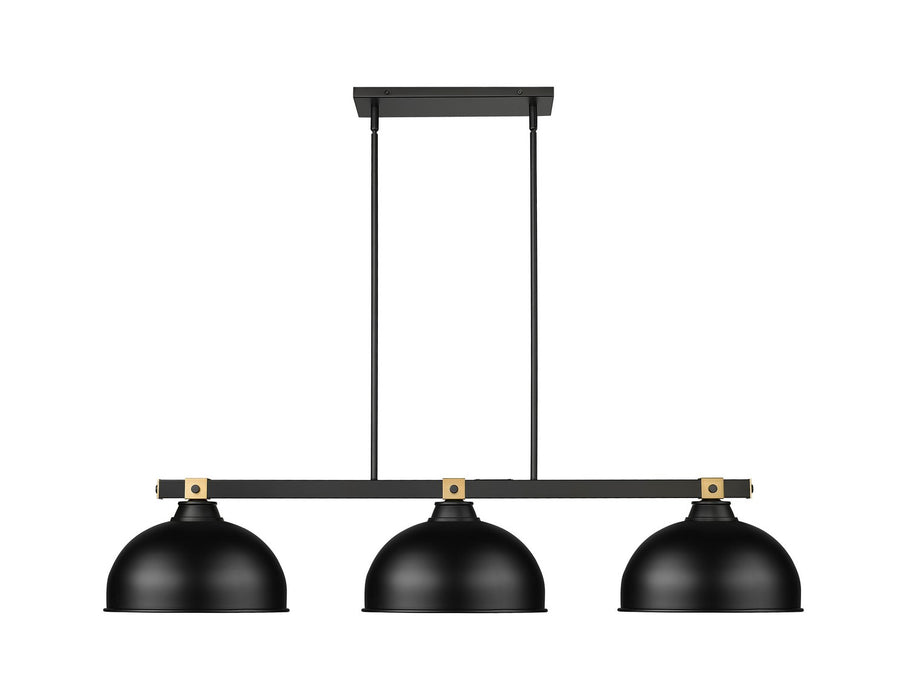 Z-Lite - 1955-3MB-RB-D13MB - Three Light Billiard - Bronte - Matte Black / Rubbed Brass