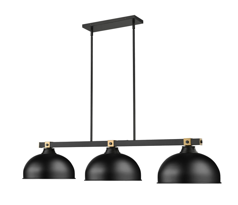 Z-Lite - 1955-3MB-RB-D13MB - Three Light Billiard - Bronte - Matte Black / Rubbed Brass