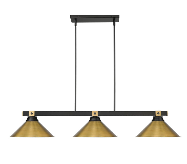 Z-Lite - 1955-3MB-RB-RB15 - Three Light Billiard - Bronte - Matte Black / Rubbed Brass