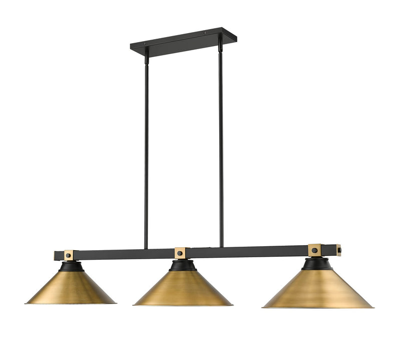 Z-Lite - 1955-3MB-RB-RB15 - Three Light Billiard - Bronte - Matte Black / Rubbed Brass