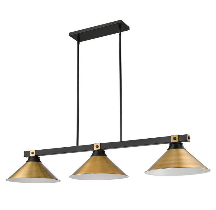 Z-Lite - 1955-3MB-RB-RB15 - Three Light Billiard - Bronte - Matte Black / Rubbed Brass