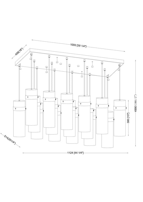 Z-Lite - 7002P5-17L-MB - 17 Light Linear Chandelier - Fontaine - Matte Black