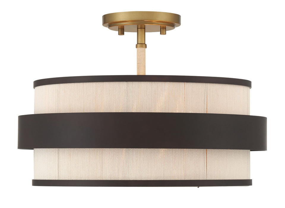 Minka-Lavery - 3685-886 - Three Light Semi Flush Mount - Harbor Wrap - Legacy Brass (Painted) & Dark