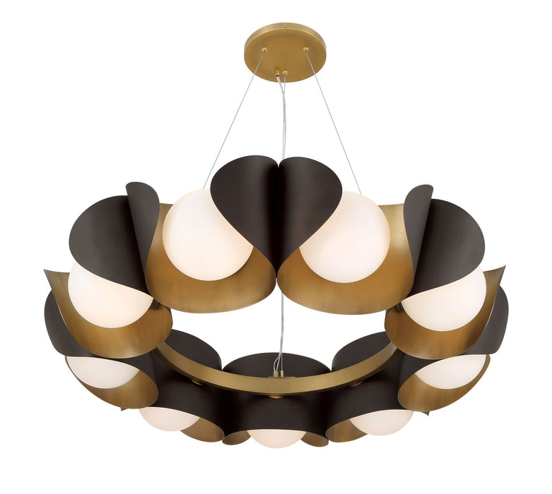 Minka-Lavery - 3779-855 - Nine Light Pendant - Flare - Legacy Brass & Dark Bronze