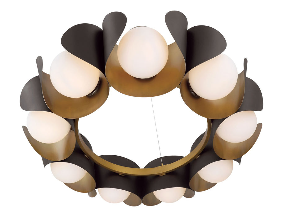 Minka-Lavery - 3779-855 - Nine Light Pendant - Flare - Legacy Brass & Dark Bronze