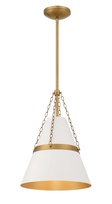 Minka-Lavery - 3933-879 - One Light Pendant - Springfield - Legacy Brass & Off White Cream