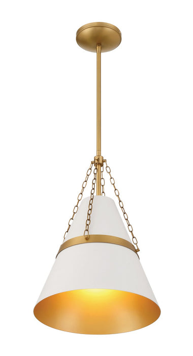 Minka-Lavery - 3933-879 - One Light Pendant - Springfield - Legacy Brass & Off White Cream