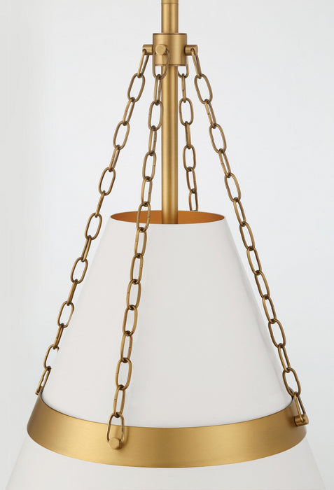 Minka-Lavery - 3933-879 - One Light Pendant - Springfield - Legacy Brass & Off White Cream