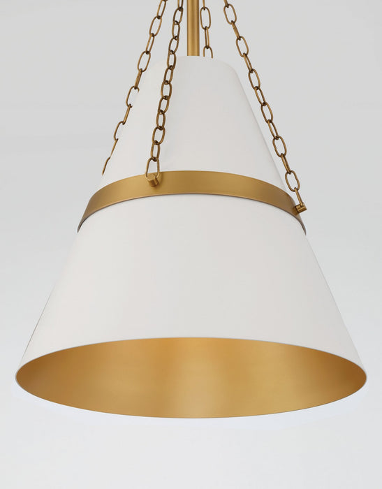 Minka-Lavery - 3933-879 - One Light Pendant - Springfield - Legacy Brass & Off White Cream