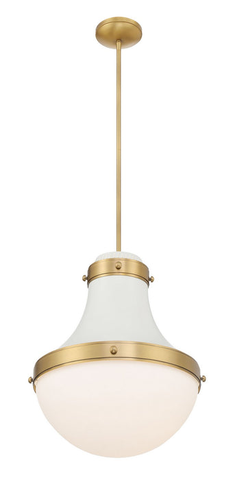 Minka-Lavery - 3934-879 - One Light Pendant - Purelight - Legacy Brass & Off White Cream