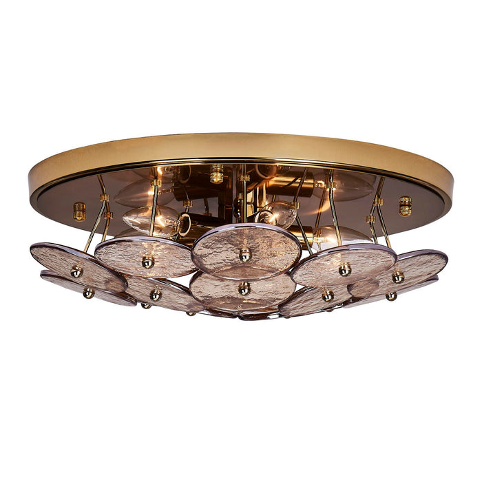 Kalco - 521545PWB - Five Light Flush Mount - HORTENSIA - Polished Winter Brass