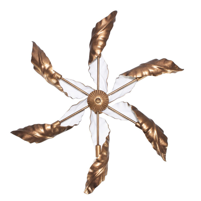 Kalco - 525556PABW - Six Light Chandelier - SPIRA - Pearlized Antique Brass W/ White